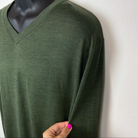 NWT Daniel Cremieux Men Signature V-Neck 100% Merino wool sweater Moss green XL - Picture 7 of 9
